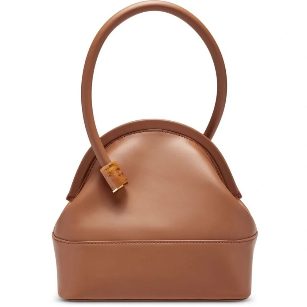 Like NEW Louise et Cie Isel Leather Toasted Almond Frame Novelty Curve Handle - Picture 3 of 13